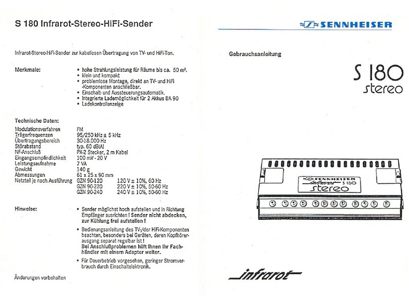 Sennheiser S 180 Gebrauchsanleitung Sennheiser S 180 Gebrauchsanleitung