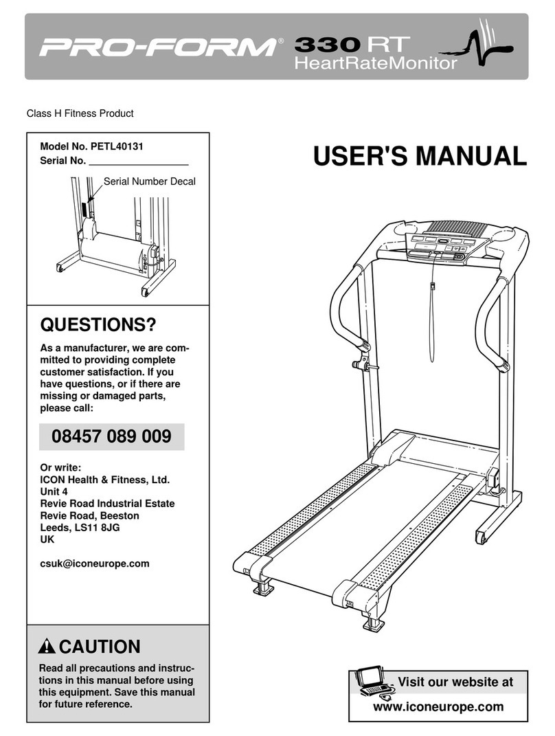 Pro-Form 330rt Treadmill User manual