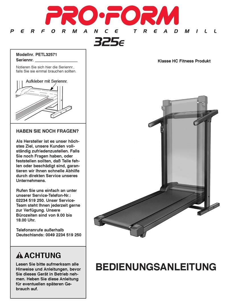 Pro-Form CROSSWALK 325 Quick start guide