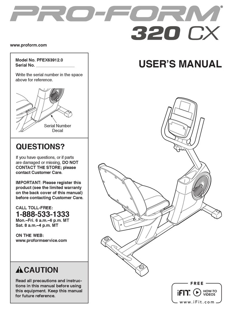 Pro-Form 320 Cx Bike User manual