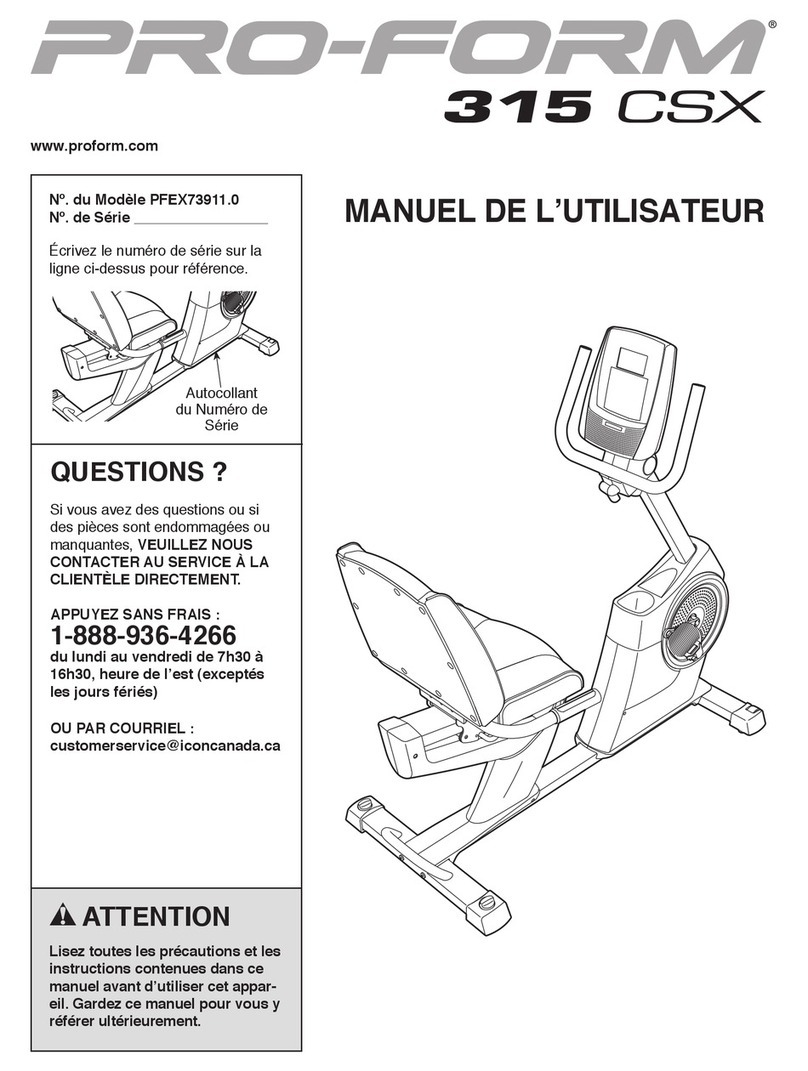 Pro-Form 315 Csx Bike User manual