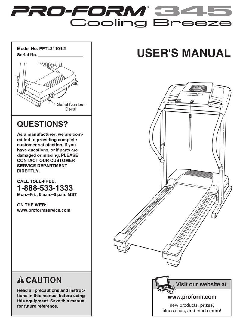 Pro-Form 345 Treadmill User manual