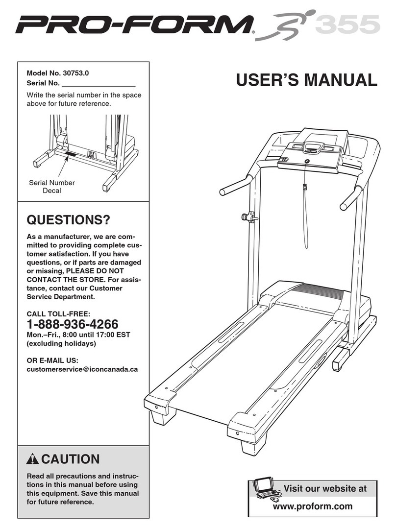 Pro-Form 355 Treadmill User manual