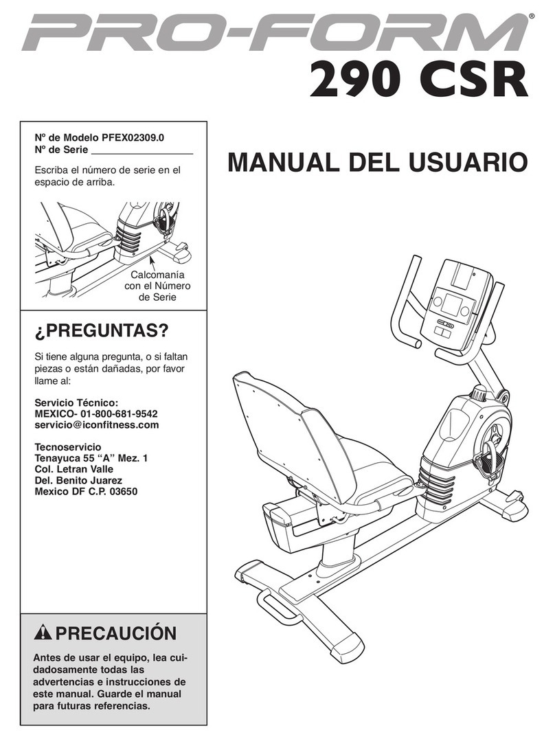 Pro-Form 290 Csr Bike User guide