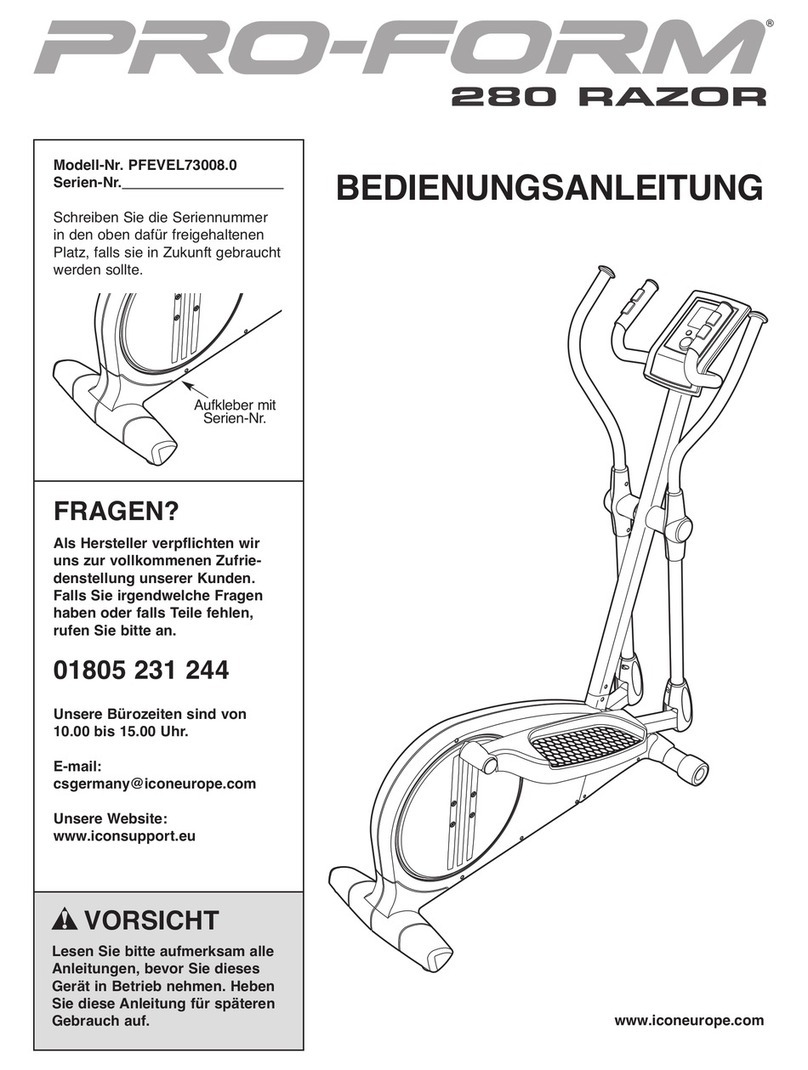 Pro-Form 280 Razor Elliptical Quick start guide Pro-Form 280 Razor Elliptical Quick start guide