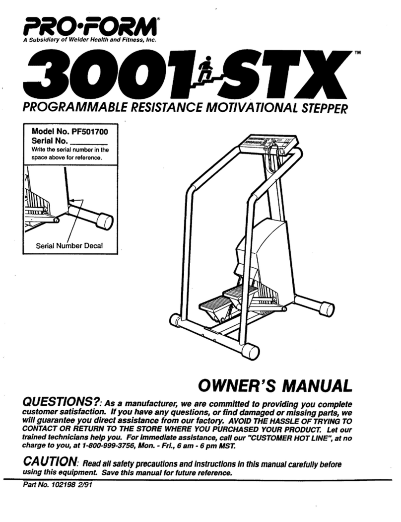 Pro-Form 3001 Stx Stepper User manual