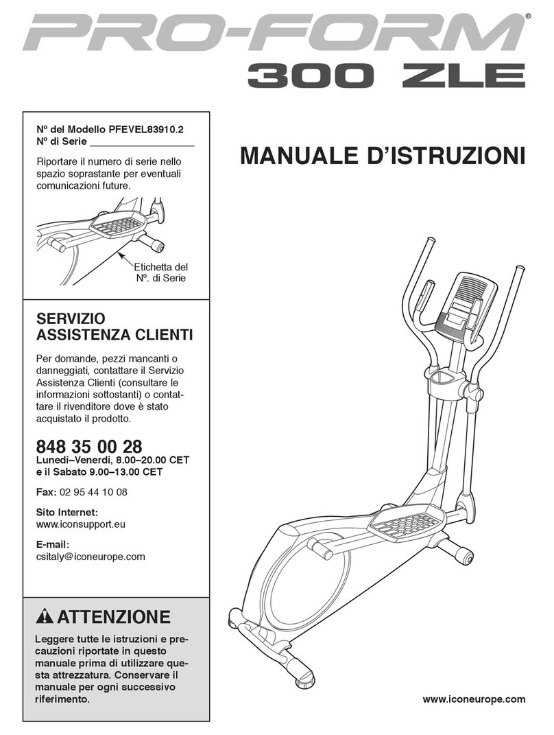 Pro-Form 300 Zle Elliptical Operating and maintenance manual