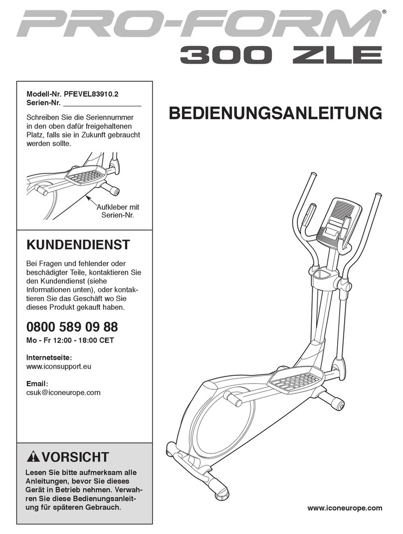 Pro-Form 300 Zle Elliptical Quick start guide
