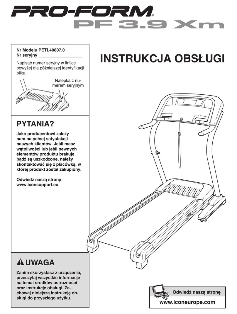 Pro-Form 3.9 Xm Treadmill Reference guide
