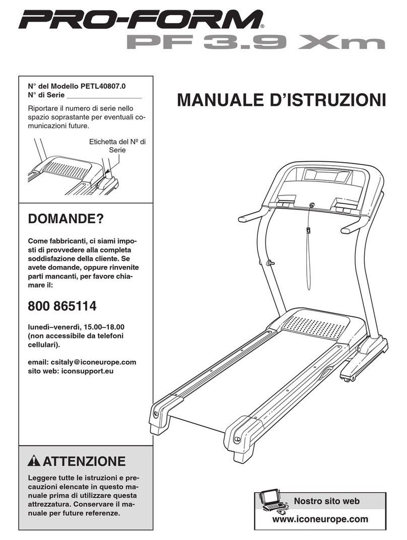 Pro-Form 3.9 Xm Treadmill Manuale d'istruzioni