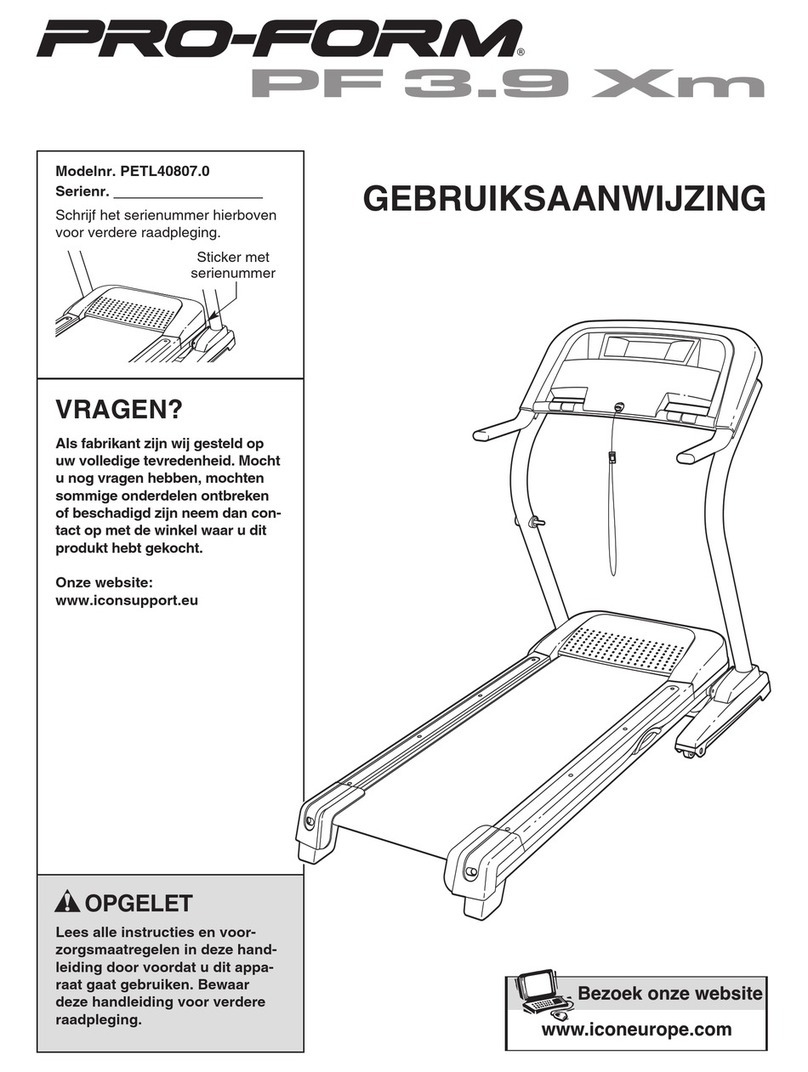 Pro-Form 3.9 Xm Treadmill System manual