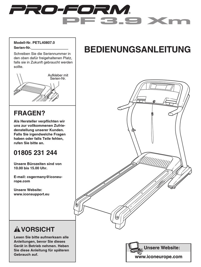 Pro-Form 3.9 Xm Treadmill Bedienungsanleitung