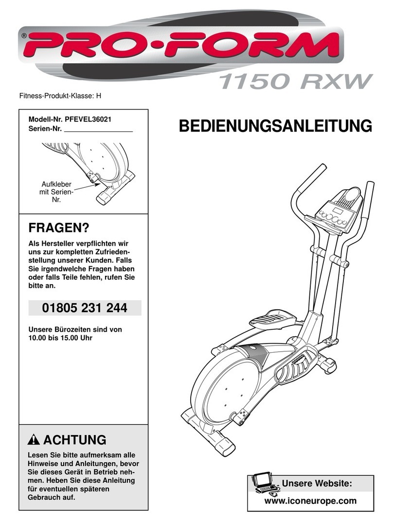 Pro-Form 1150 Rxw Quick start guide