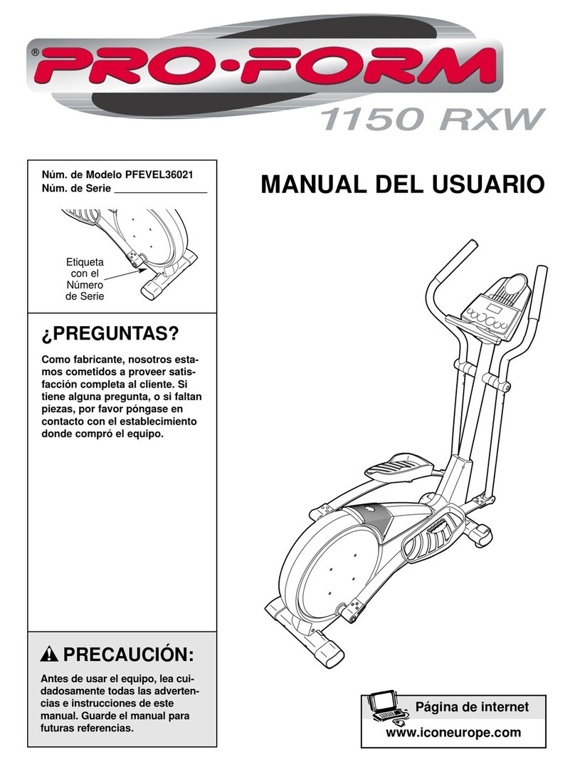 Pro-Form 1150 Rxw Manual Del Usuario