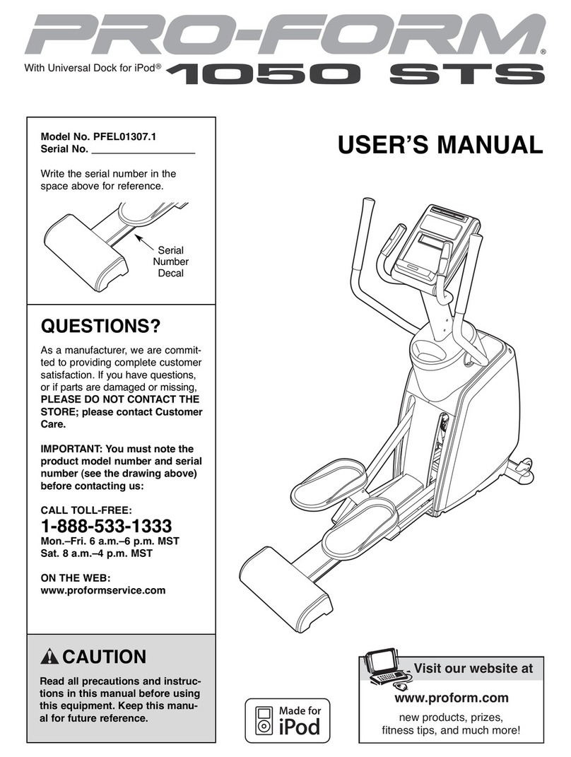 Pro-Form 1050 Sts Elliptical User manual