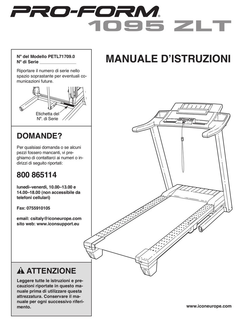Pro-Form 1095 Zlt Treadmill Operating and maintenance manual