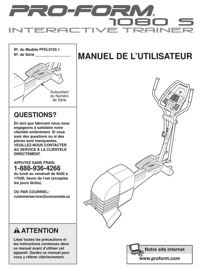 Pro-Form 1080 S Interactive Trainer Elliptical User manual