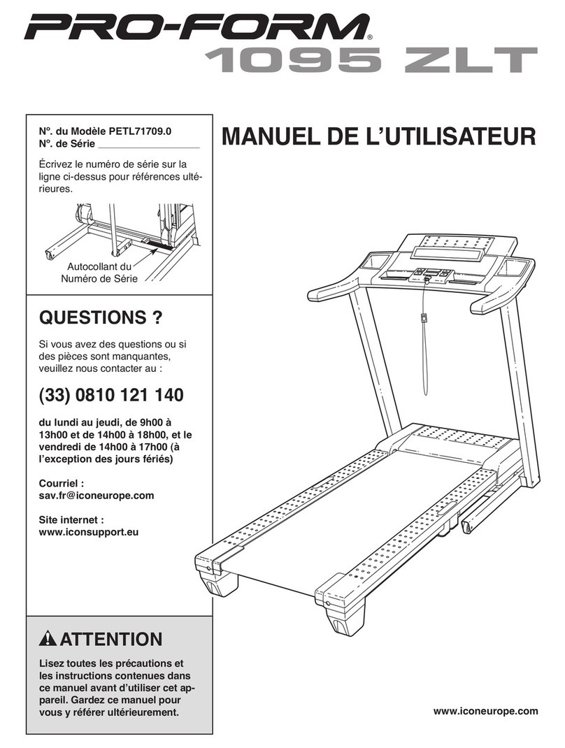 Pro-Form 1095 Zlt Treadmill Manuel de l'utilisateur