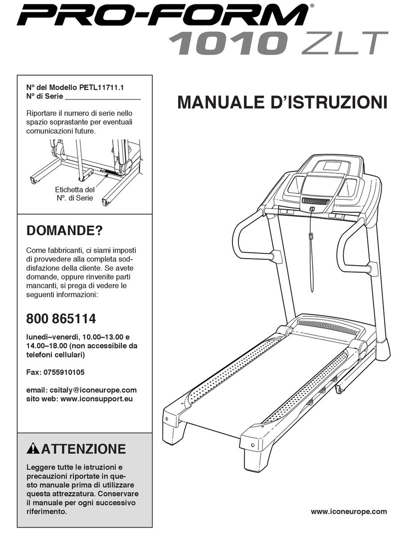 Pro-Form 1010 Zlt Treadmill Operating and maintenance manual