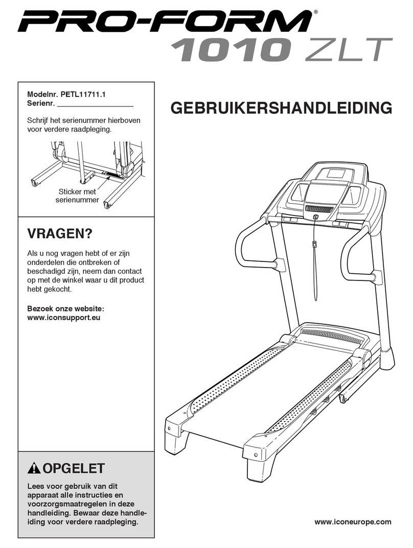 Pro-Form 1010 Zlt Treadmill Gebruikershandleiding