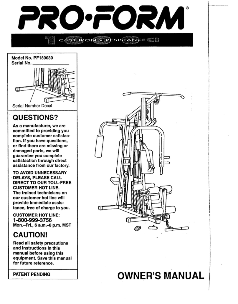 Pro-Form 1800ci User manual Pro-Form 1800ci User manual