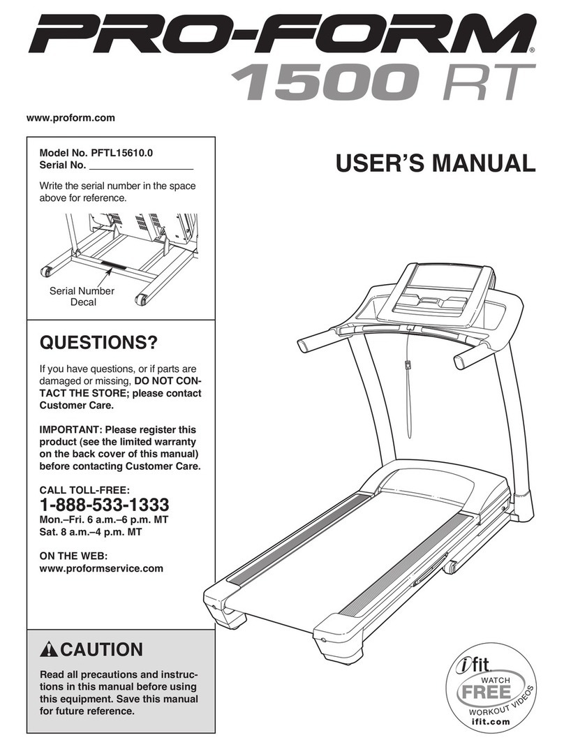 Pro-Form 1500 Rt Treadmill User manual