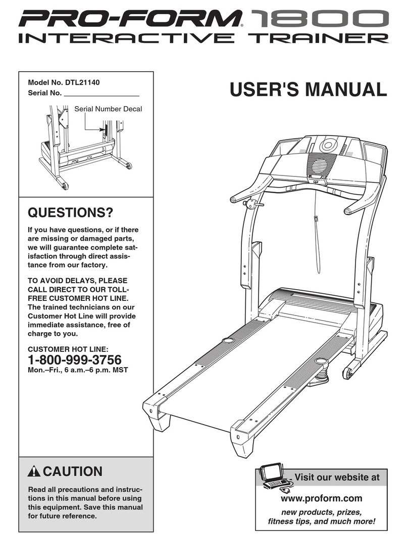 Pro-Form 1800 Interactive Trainer Treadmill User manual