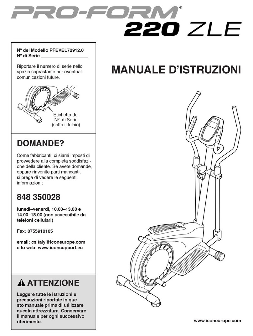 Pro-Form 220 Zle Elliptical Operating and maintenance manual