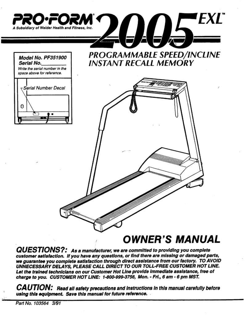 Pro-Form 2005 Exl owner's manual