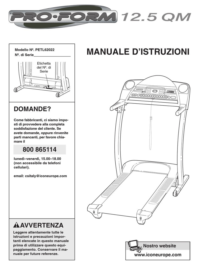 Pro-Form 12.5qm Treadmill Operating and maintenance manual