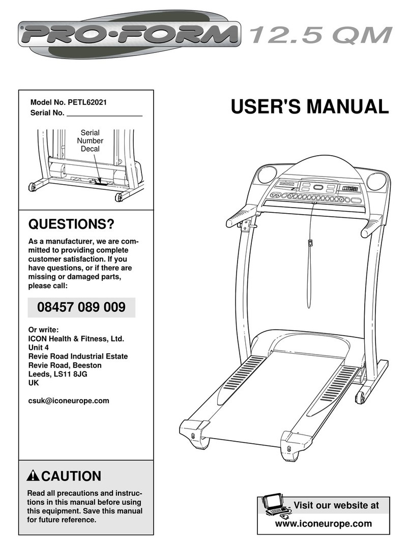Pro-Form 12.5qm Treadmill User manual