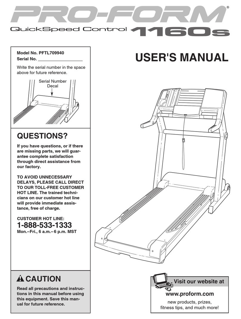 Pro-Form 1160s Treadmill User manual