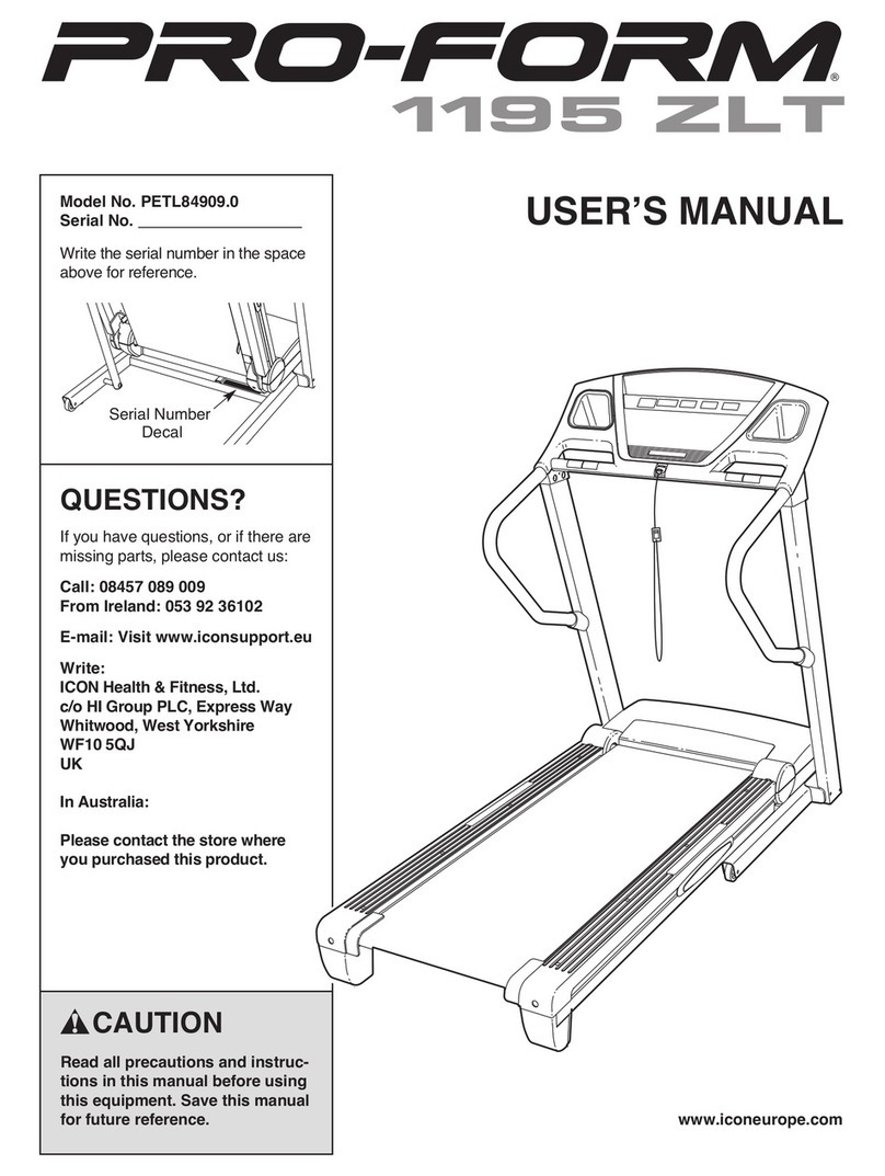 Pro-Form 1195 Zlt Cwl Treadmill manual