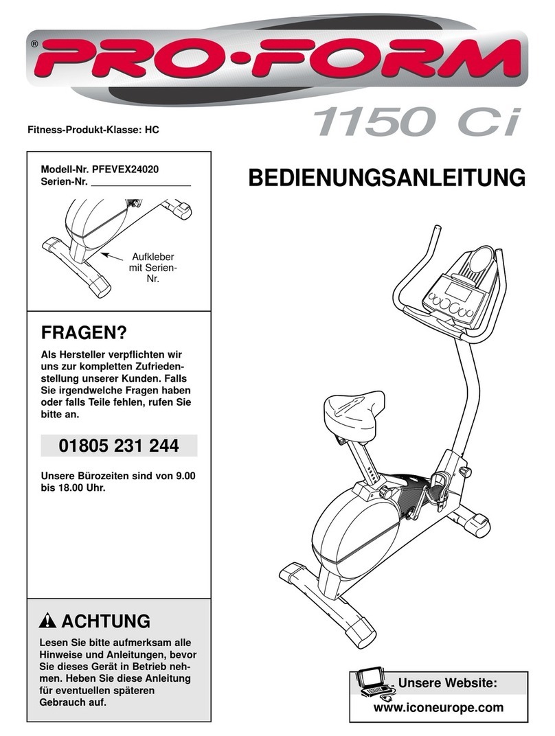 Pro-Form 1150ci Quick start guide Pro-Form 1150ci Quick start guide