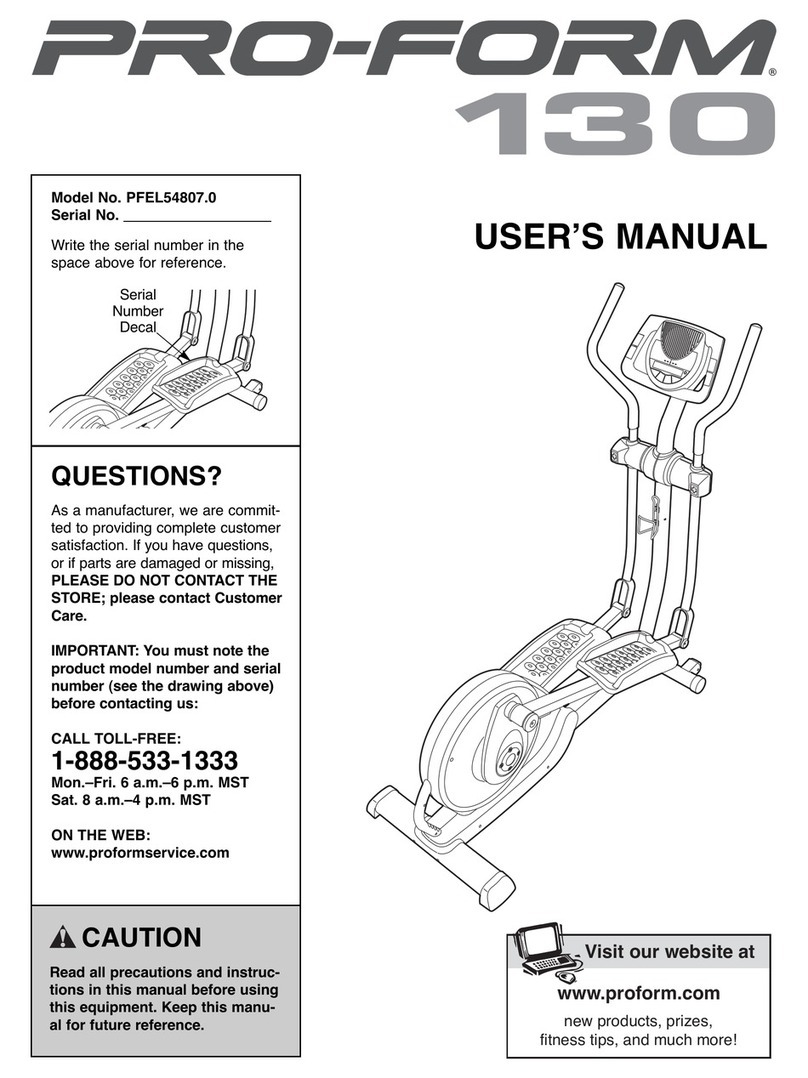 Pro-Form 130 Elliptical User manual