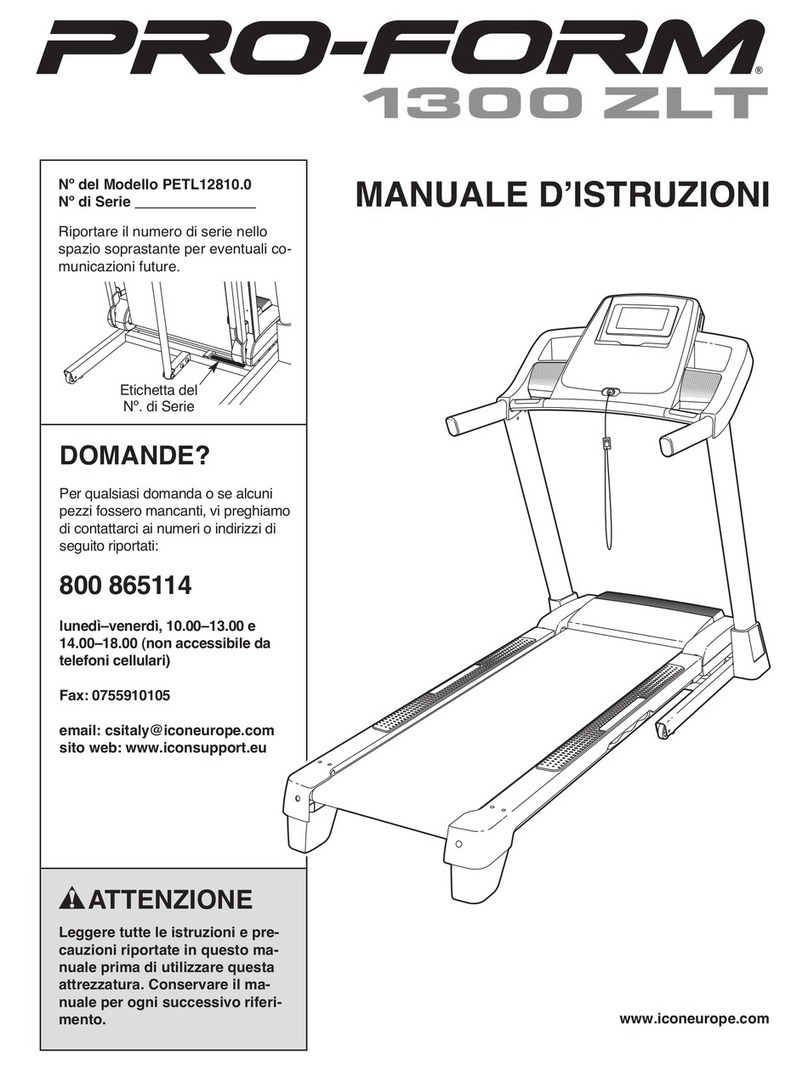Pro-Form 1300 Zlt Treadmill Operating and maintenance manual