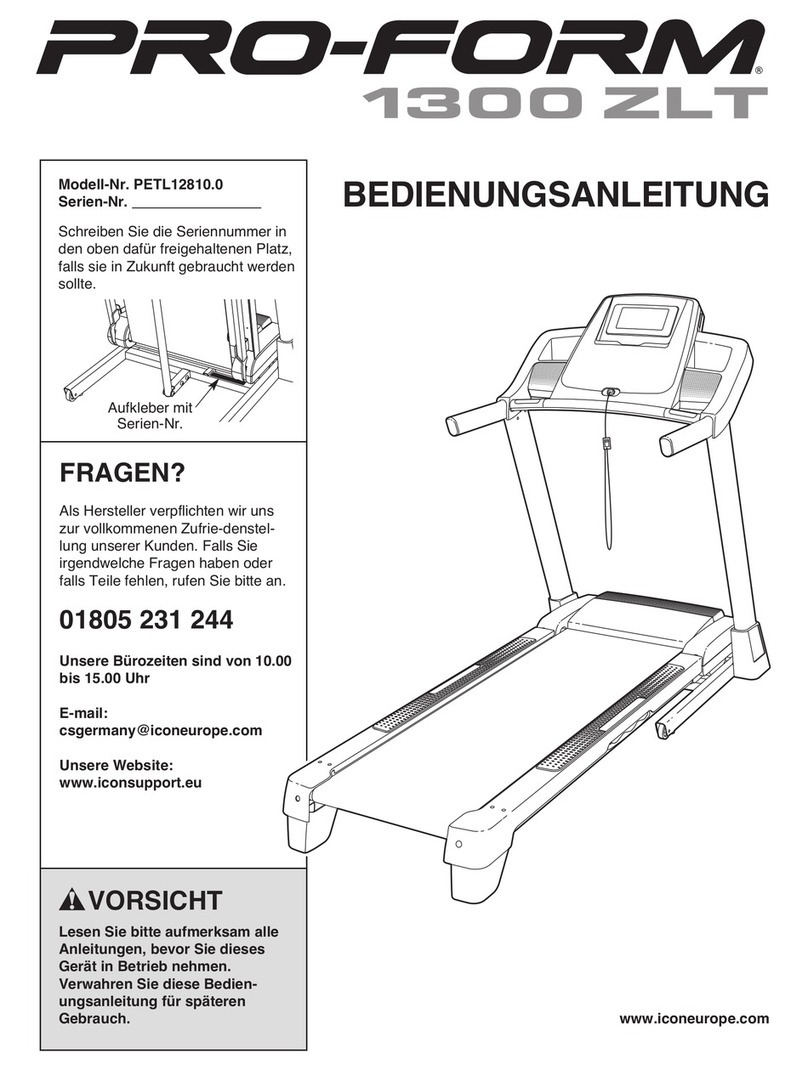 Pro-Form 1300 Zlt Treadmill Quick start guide