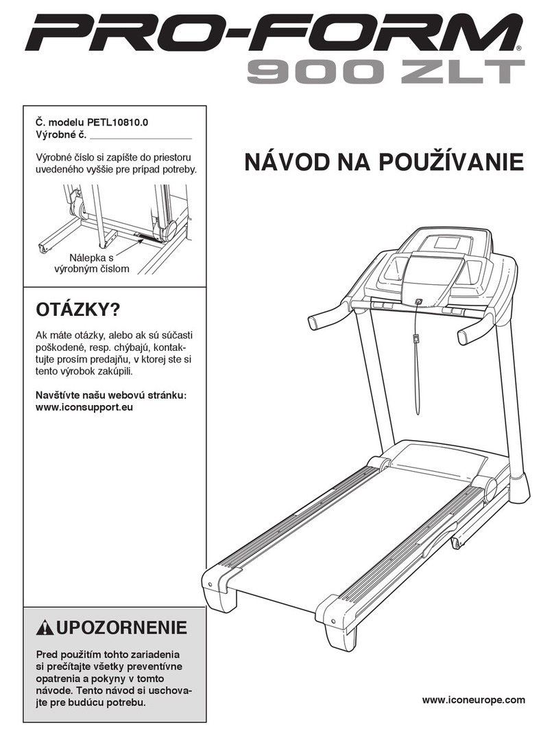 Pro-Form 1250 zlt treadmill Specification sheet