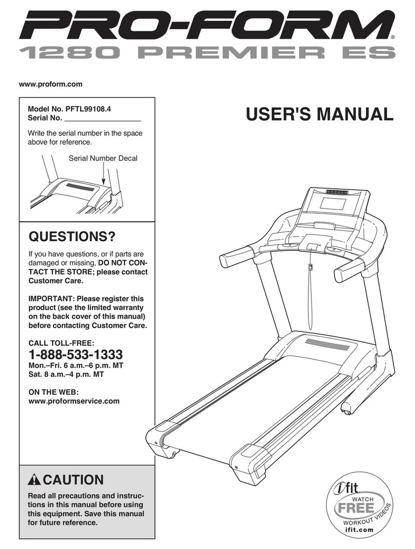 Pro-Form 1280 Premier Es Treadmill User manual Pro-Form 1280 Premier Es Treadmill User manual