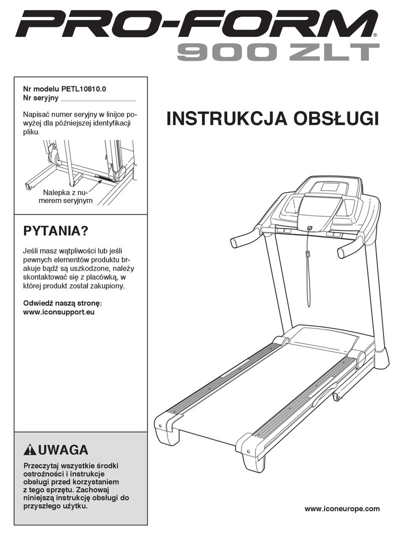 Pro-Form 1250 zlt treadmill Reference guide