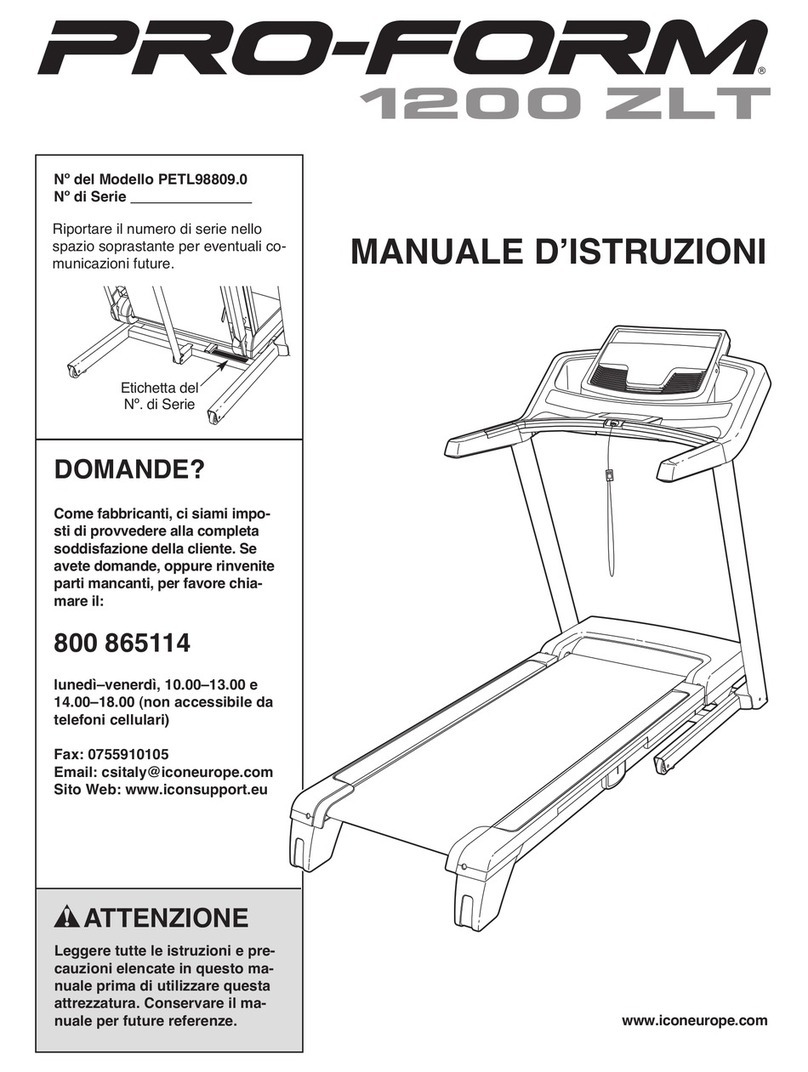 Pro-Form 1200 Zlt Treadmill Operating and maintenance manual