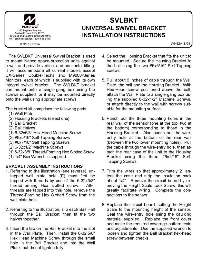 NAPCO SVLBKT User manual