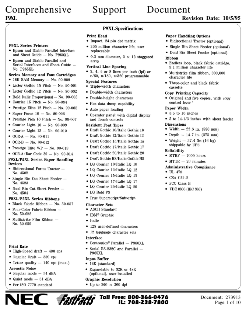 NEC Pinwriter P9XL User manual