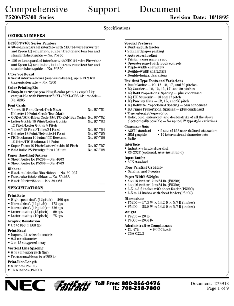 NEC Pinwriter P5200 User manual