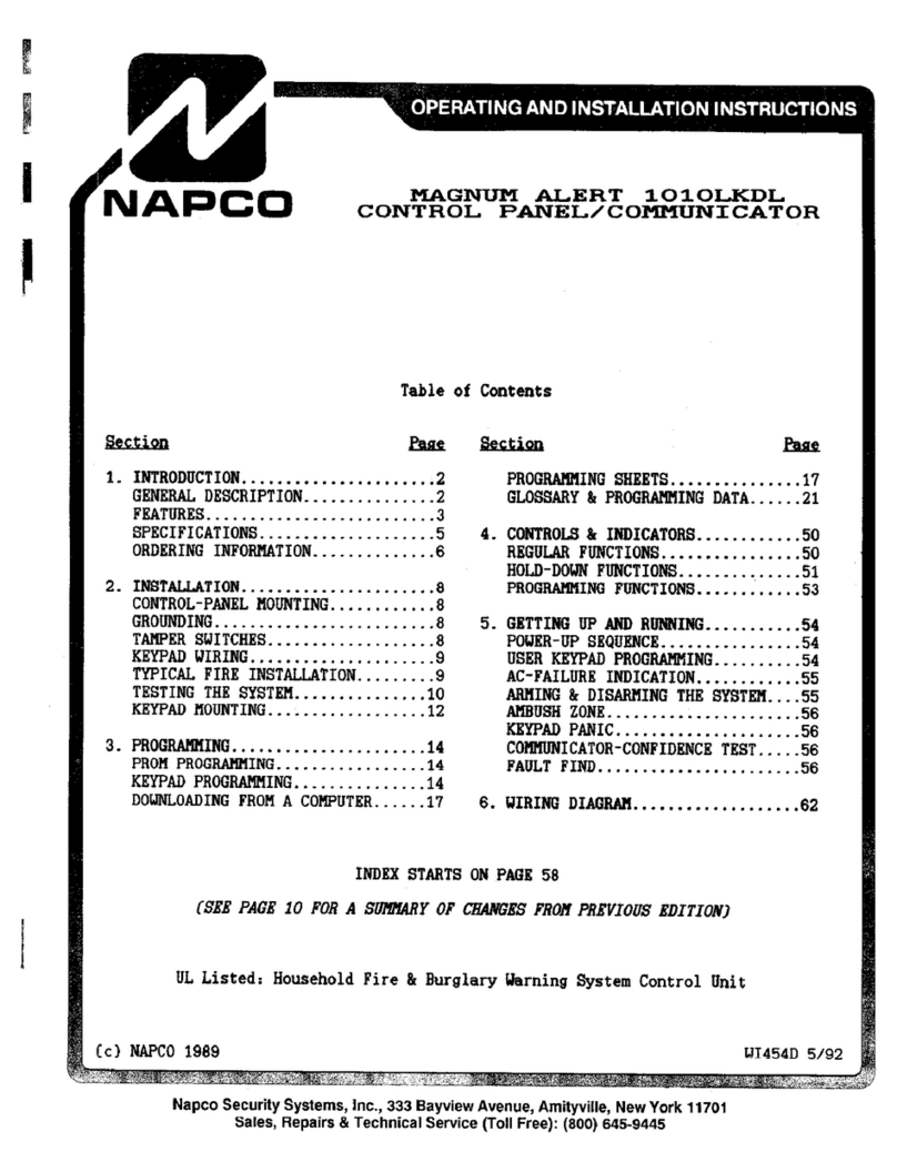 NAPCO Magnum Alert 1010LKDL Operating & installation instructions