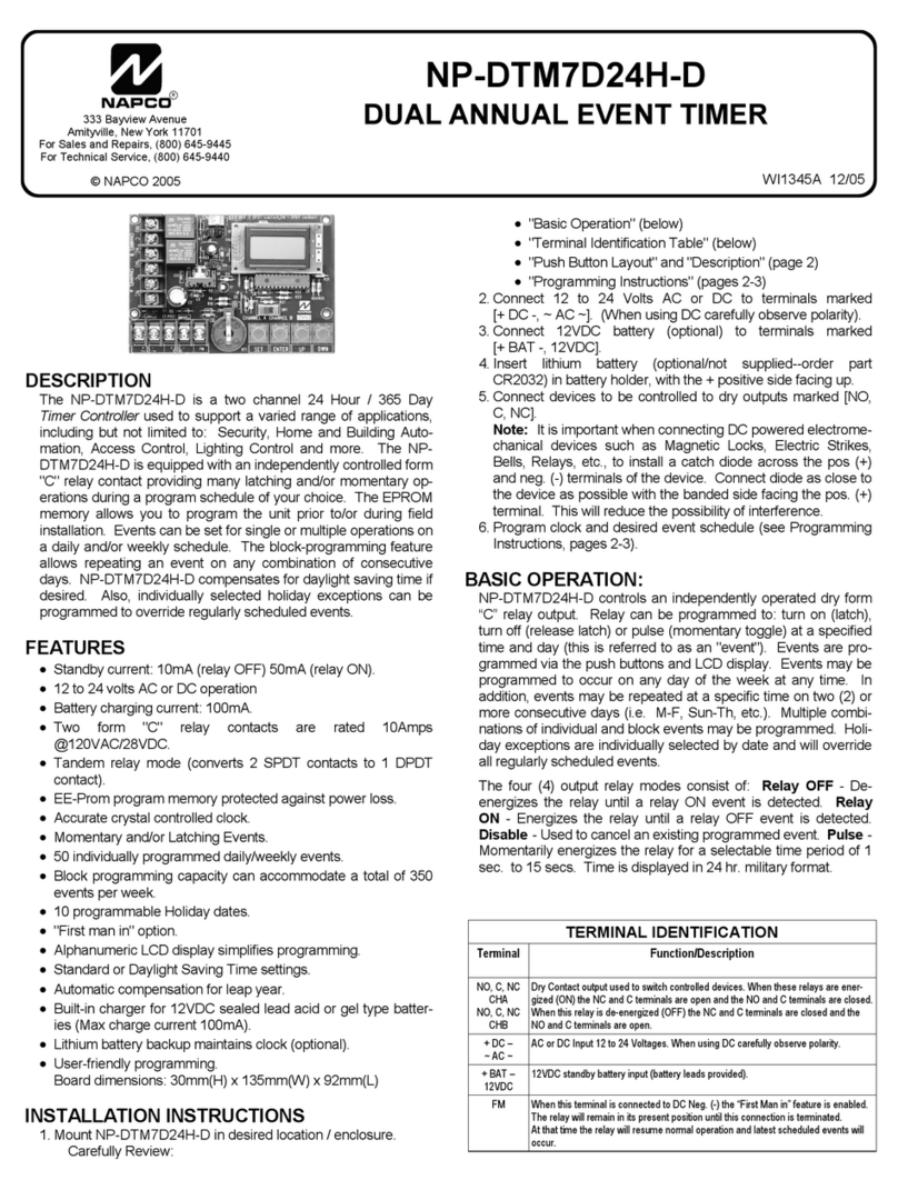 NAPCO NP-DTM7D24H-D User manual