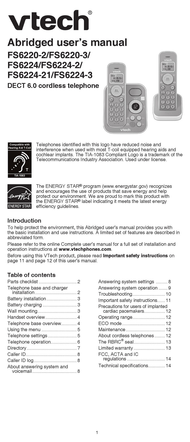V-tech FS6220-2 User manual