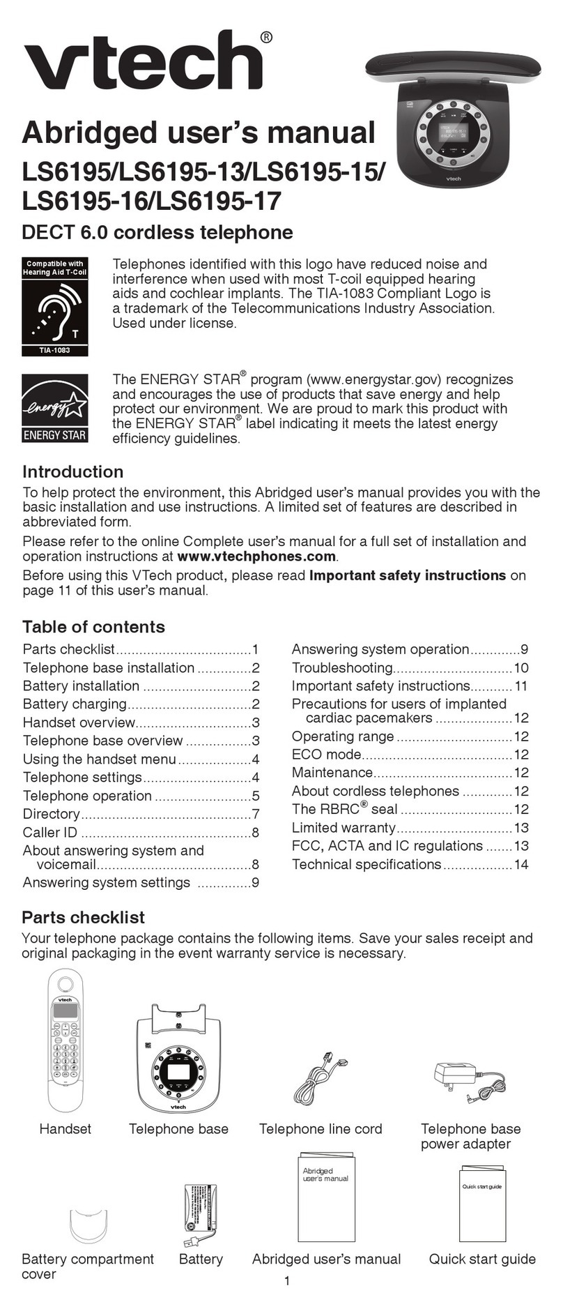 V-tech LS6195 User manual