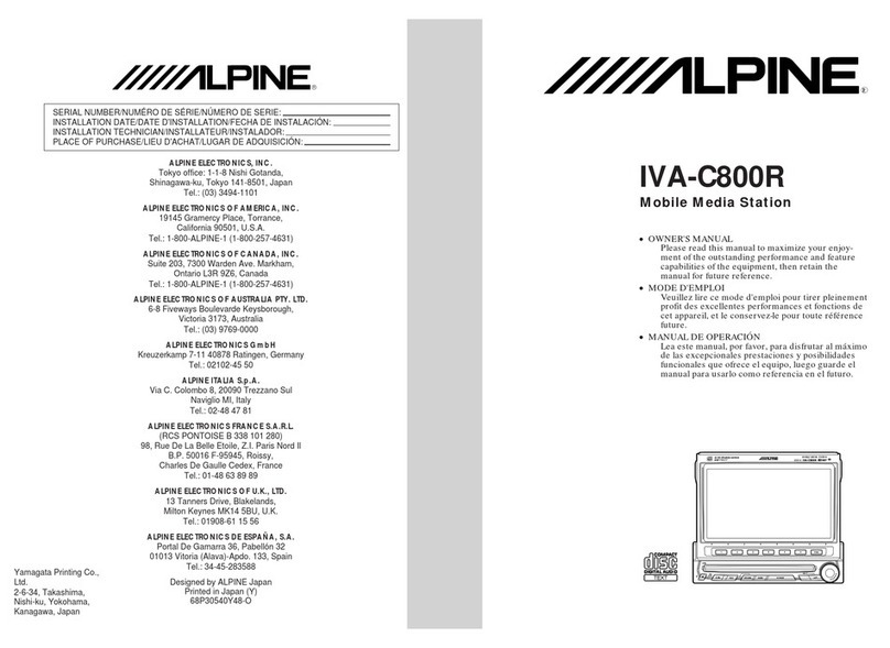 Alpine IVA-C800R owner's manual