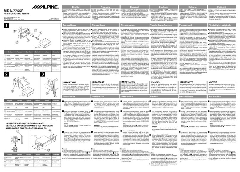 Alpine MDA-7755R Guide for installation and connections
